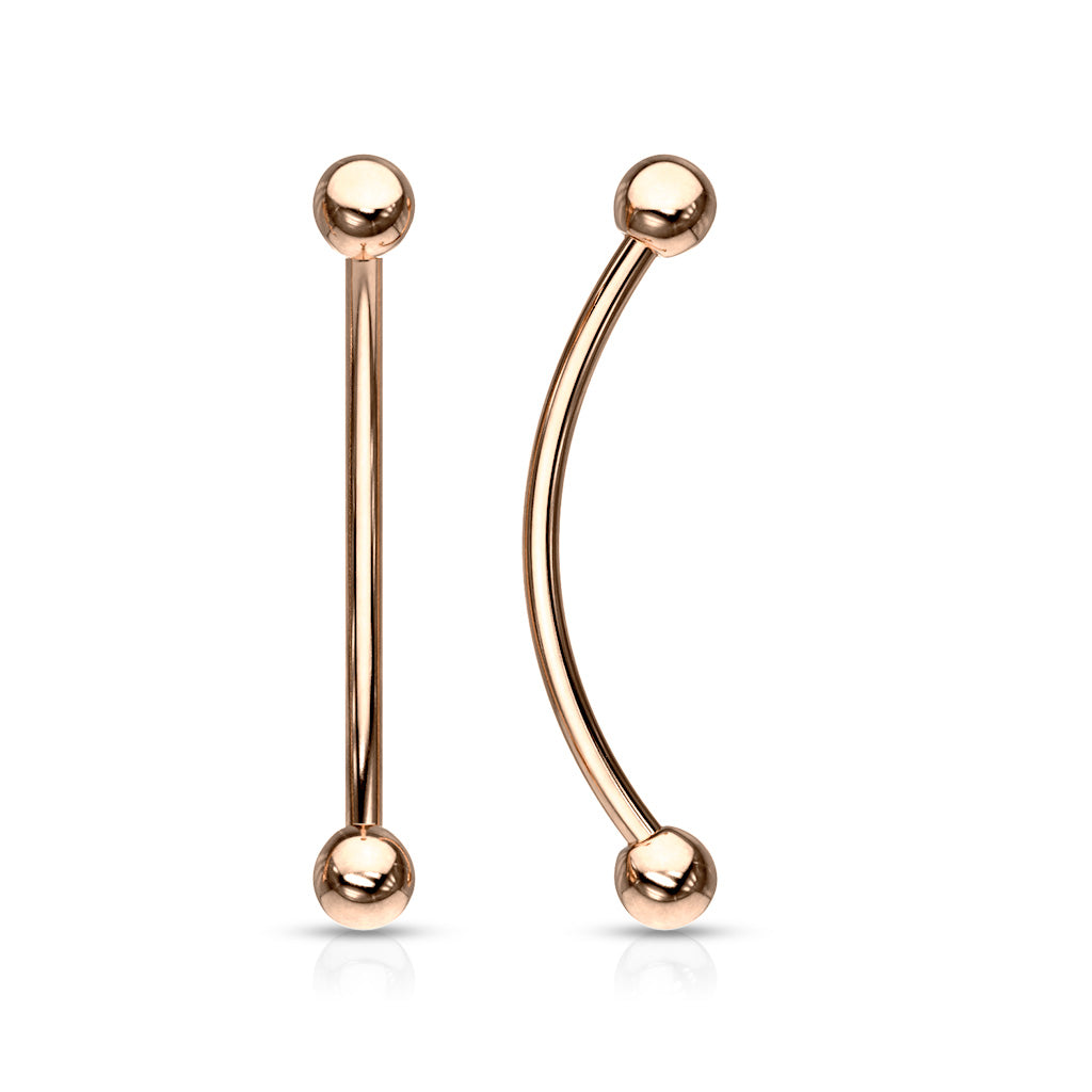 Acrylic Glow In The Dark Balls 16 Ga Eyebrow Ring - Rose Gold