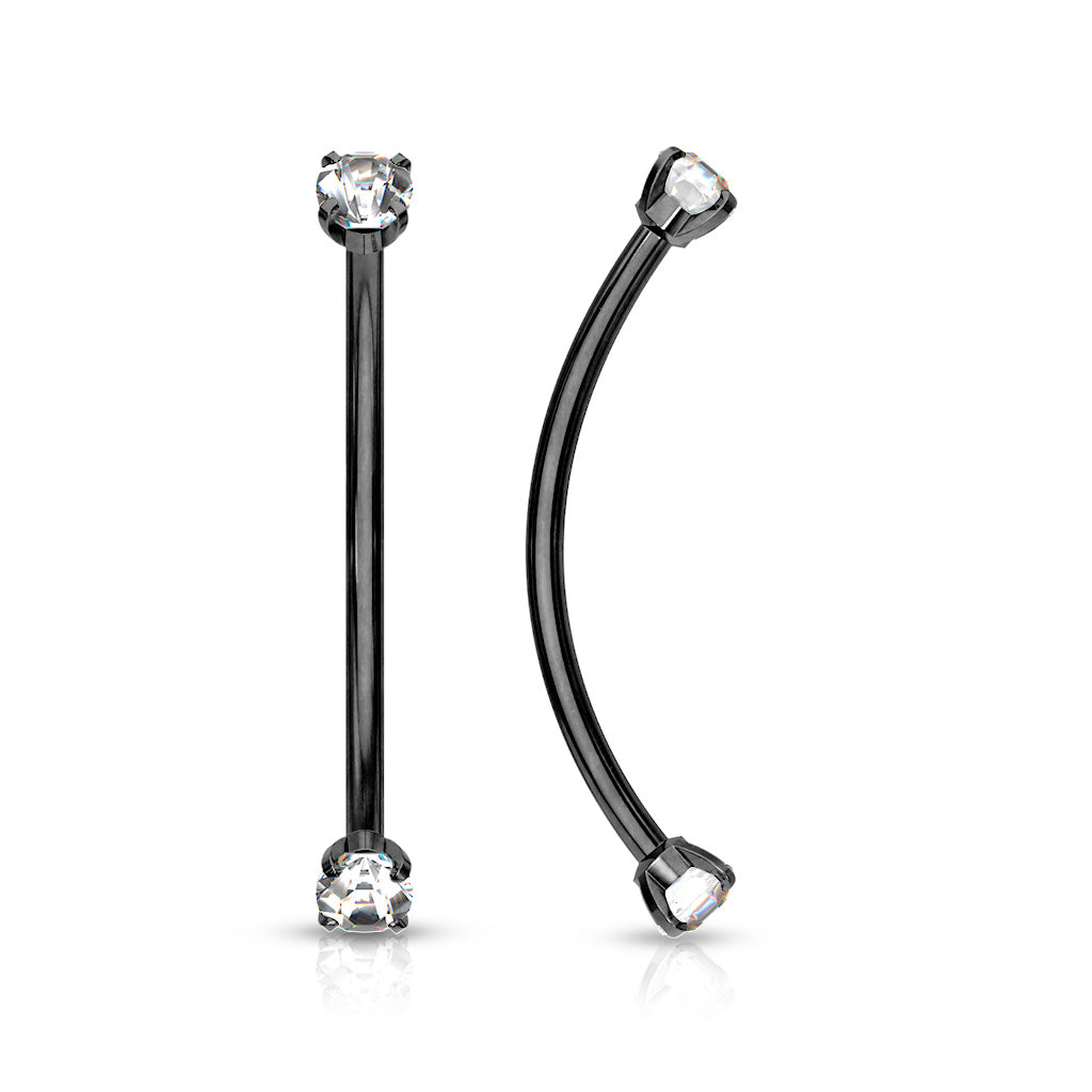 316L Surgical Steel Curved Barbell For Snake Eye Piercing - Black/Clear