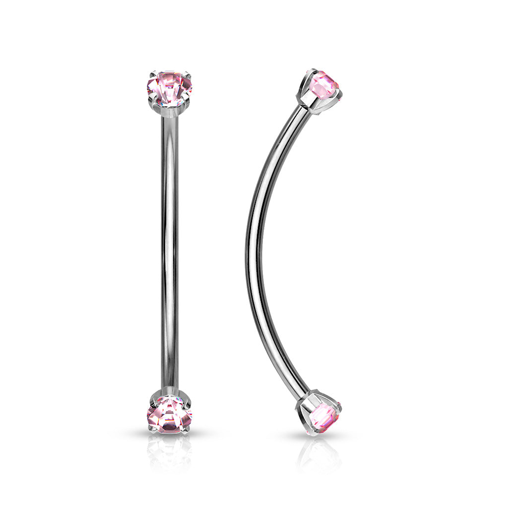 316L Surgical Steel Curved Barbell For Snake Eye Piercing - Pink