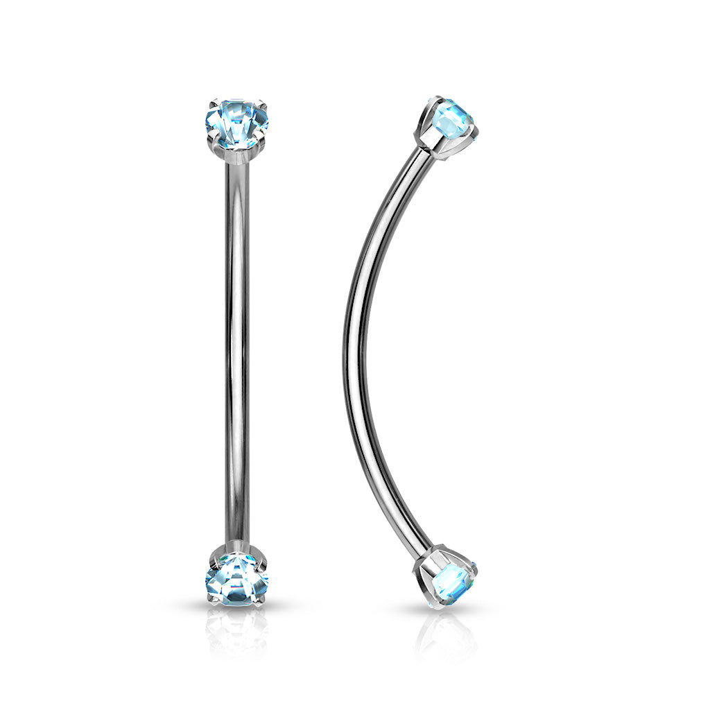 316L Surgical Steel Curved Barbell For Snake Eye Piercing - Aqua