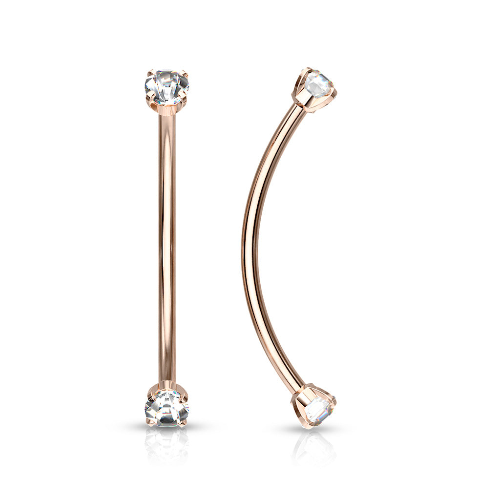 316L Surgical Steel Curved Barbell For Snake Eye Piercing - Rose Gold/Clear