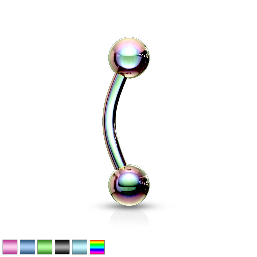 Titanium IP Over 316L Surgical Stainless Steel Curved Barbell - all colors