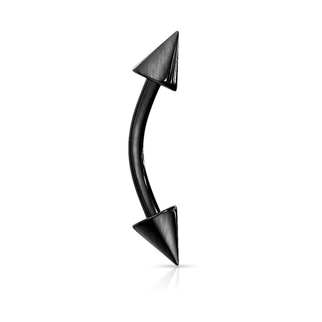 D-D10PC 14 & 16G Black Titanium IP Over 316L Surgical Steel Curved Barbell With Spikes Package - all colors