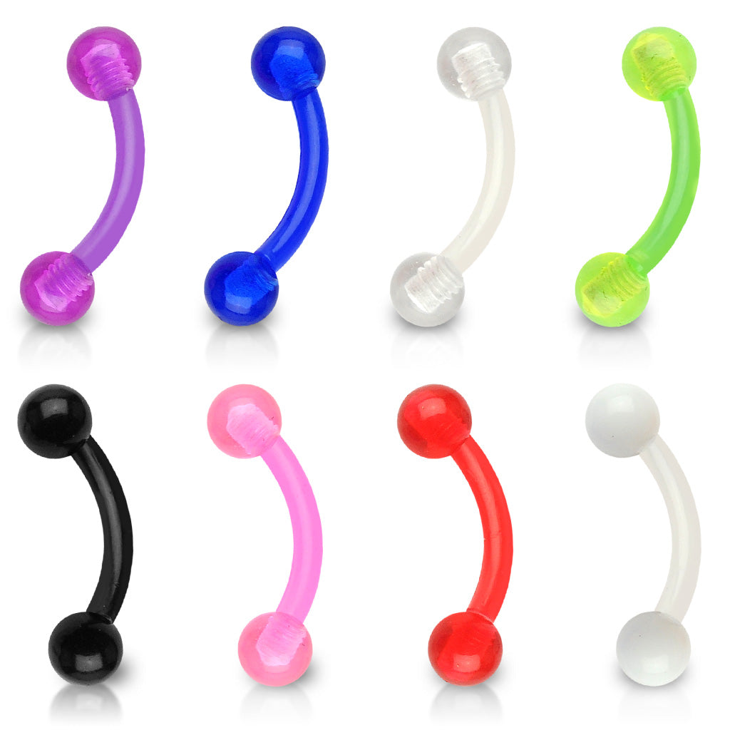 Acrylic Flexible Eyebrow Curve W/ Acrylic Ball - all colors