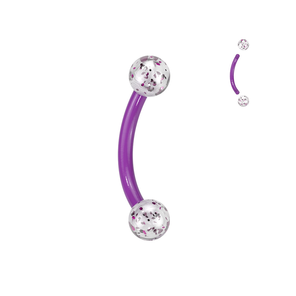 Ultra Glitter Acrylic Balls Flexible Eyebrow Curve - Purple