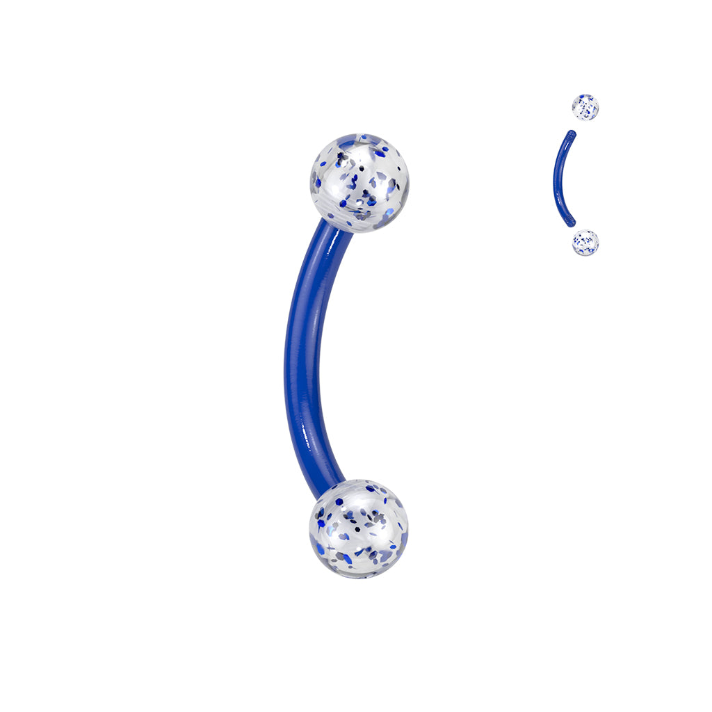 Ultra Glitter Acrylic Balls Flexible Eyebrow Curve - Blue