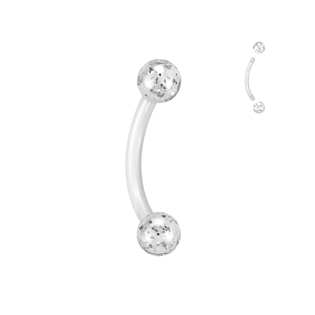 Ultra Glitter Acrylic Balls Flexible Eyebrow Curve - Clear