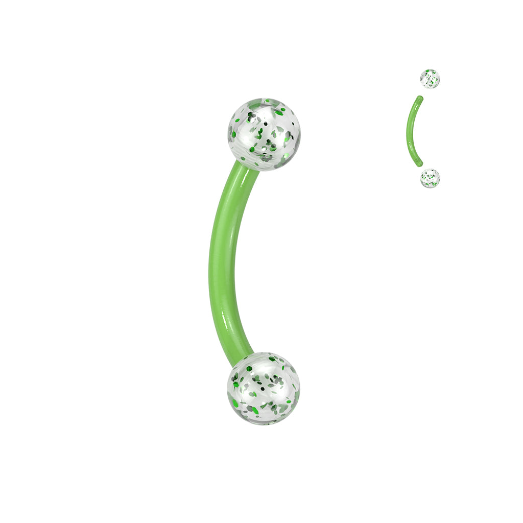 Ultra Glitter Acrylic Balls Flexible Eyebrow Curve - Green