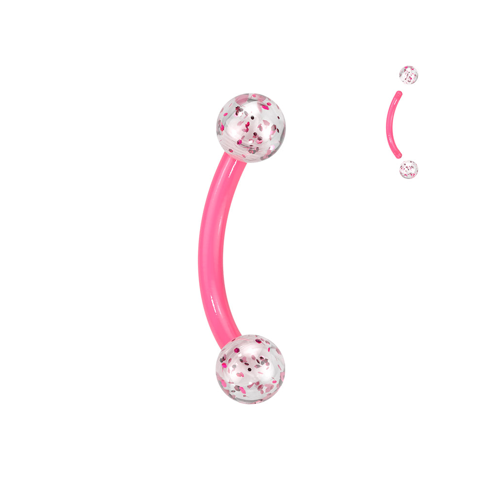 Ultra Glitter Acrylic Balls Flexible Eyebrow Curve - Pink