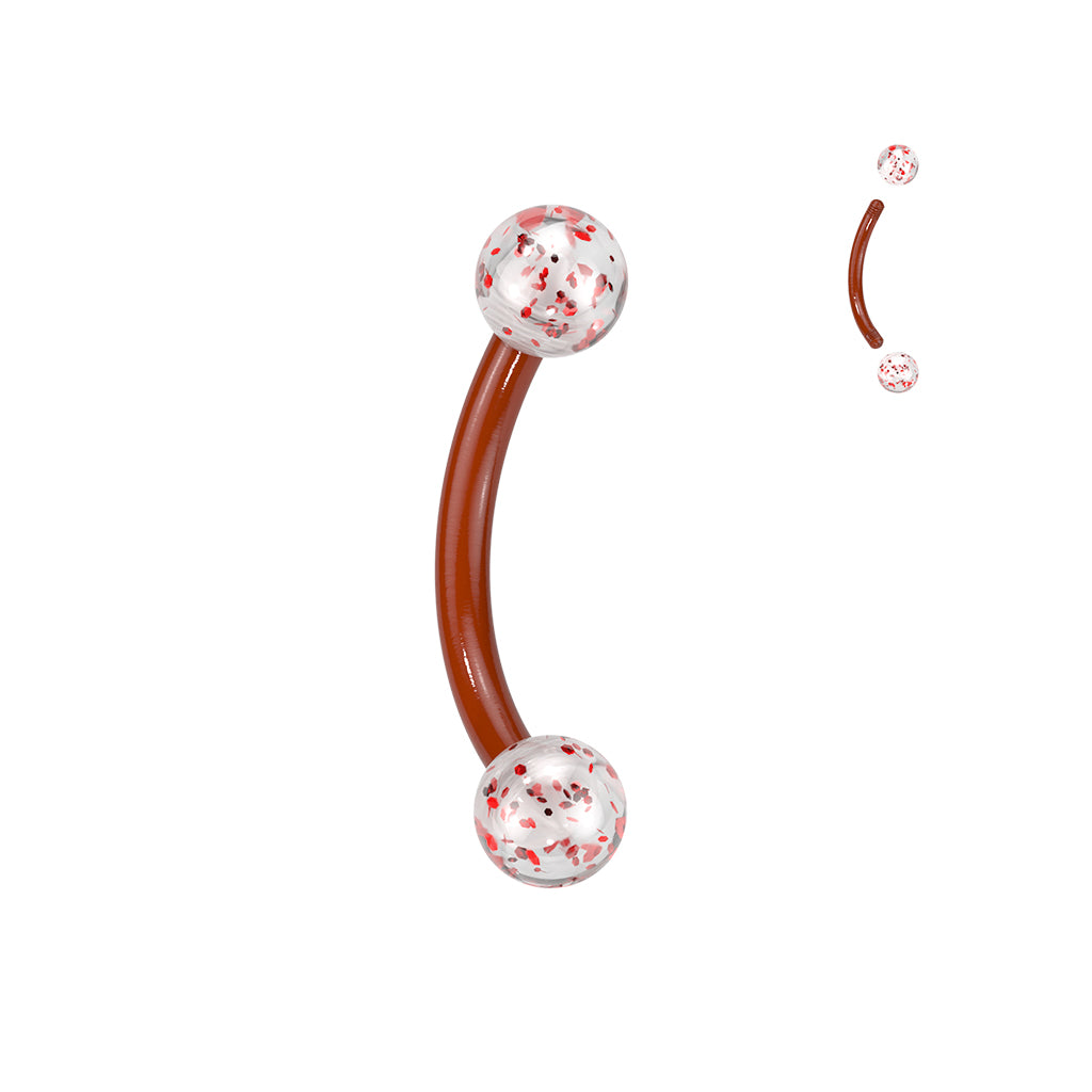 Ultra Glitter Acrylic Balls Flexible Eyebrow Curve - Red