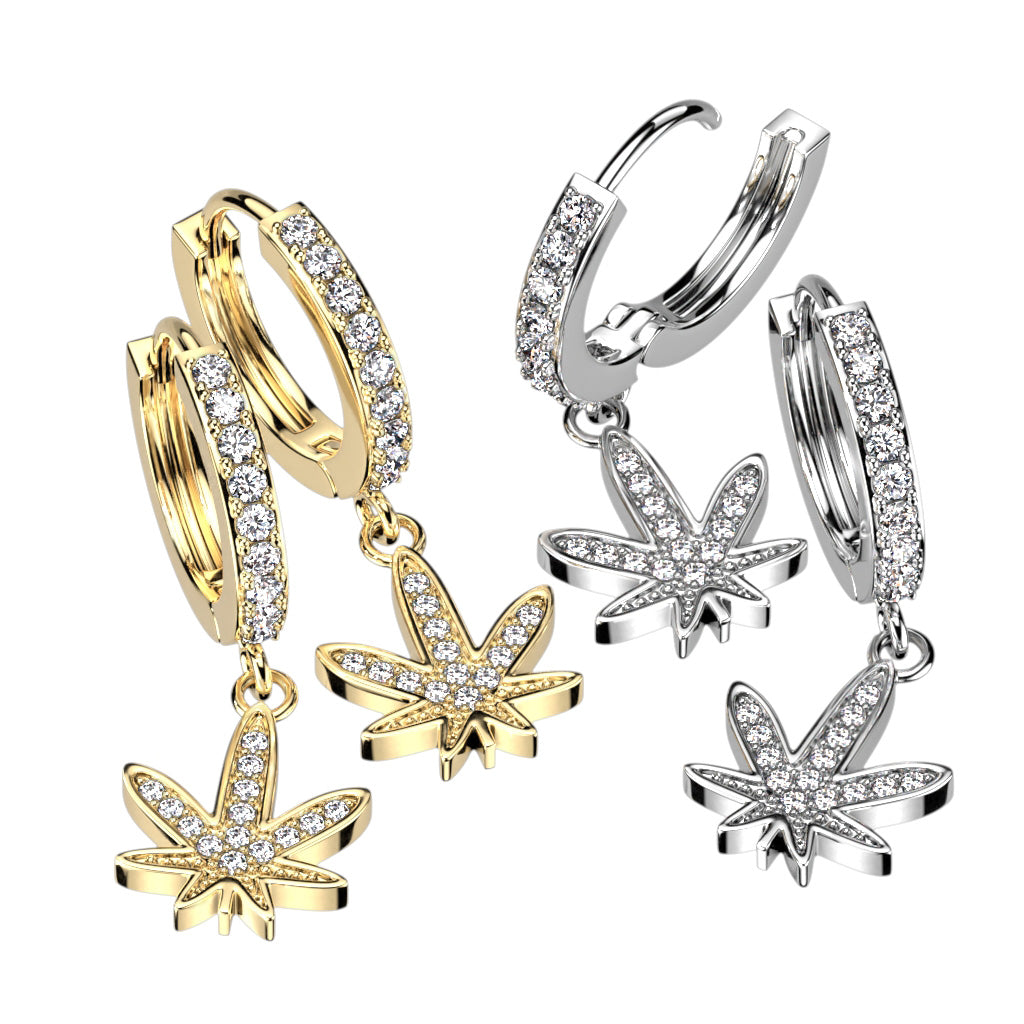 Pavé CZ Snake Dangle Hoop Earrings
