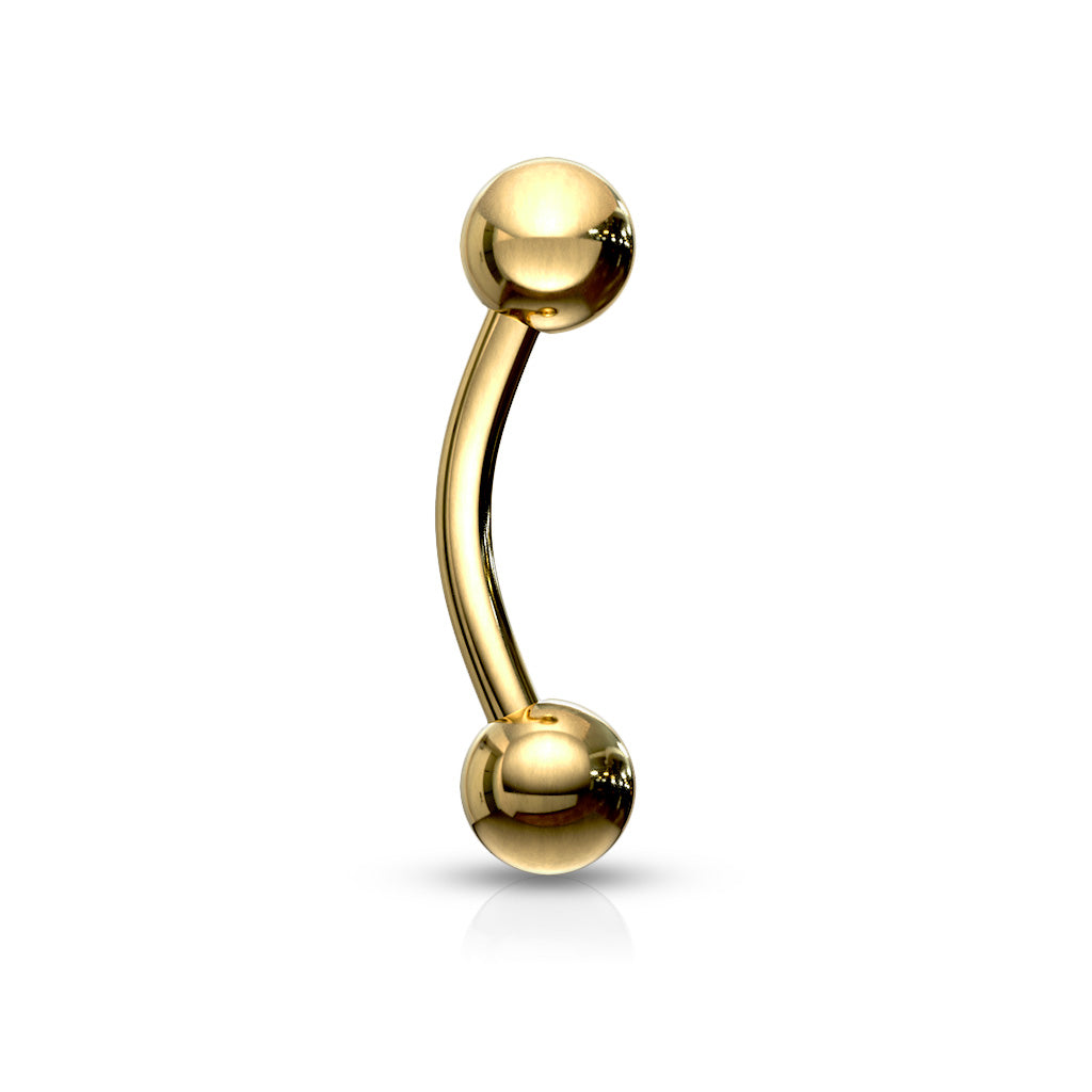 Gold PVD Over 316L Surgical Steel Curved Barbells - all colors