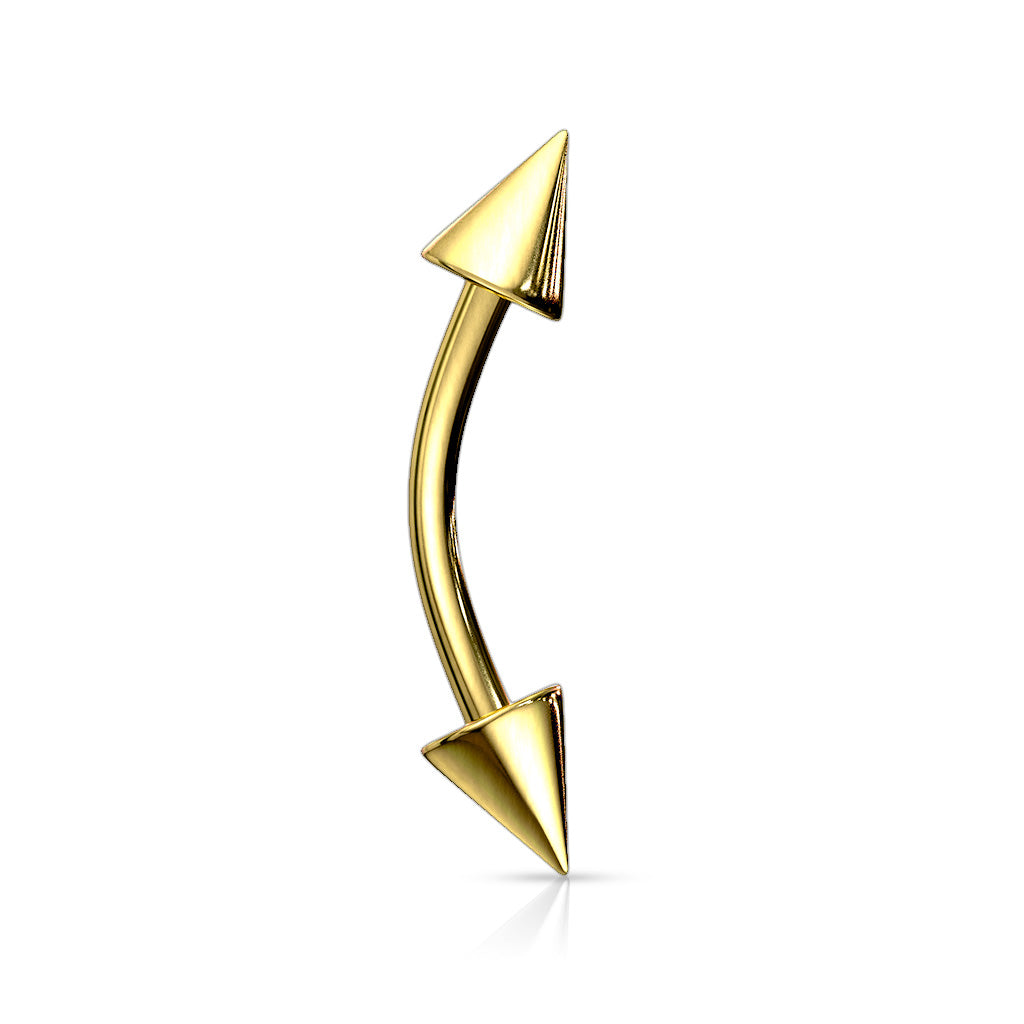 Gold PVD Over 316L Surgical Steel Curved Barbell with Spikes - all colors