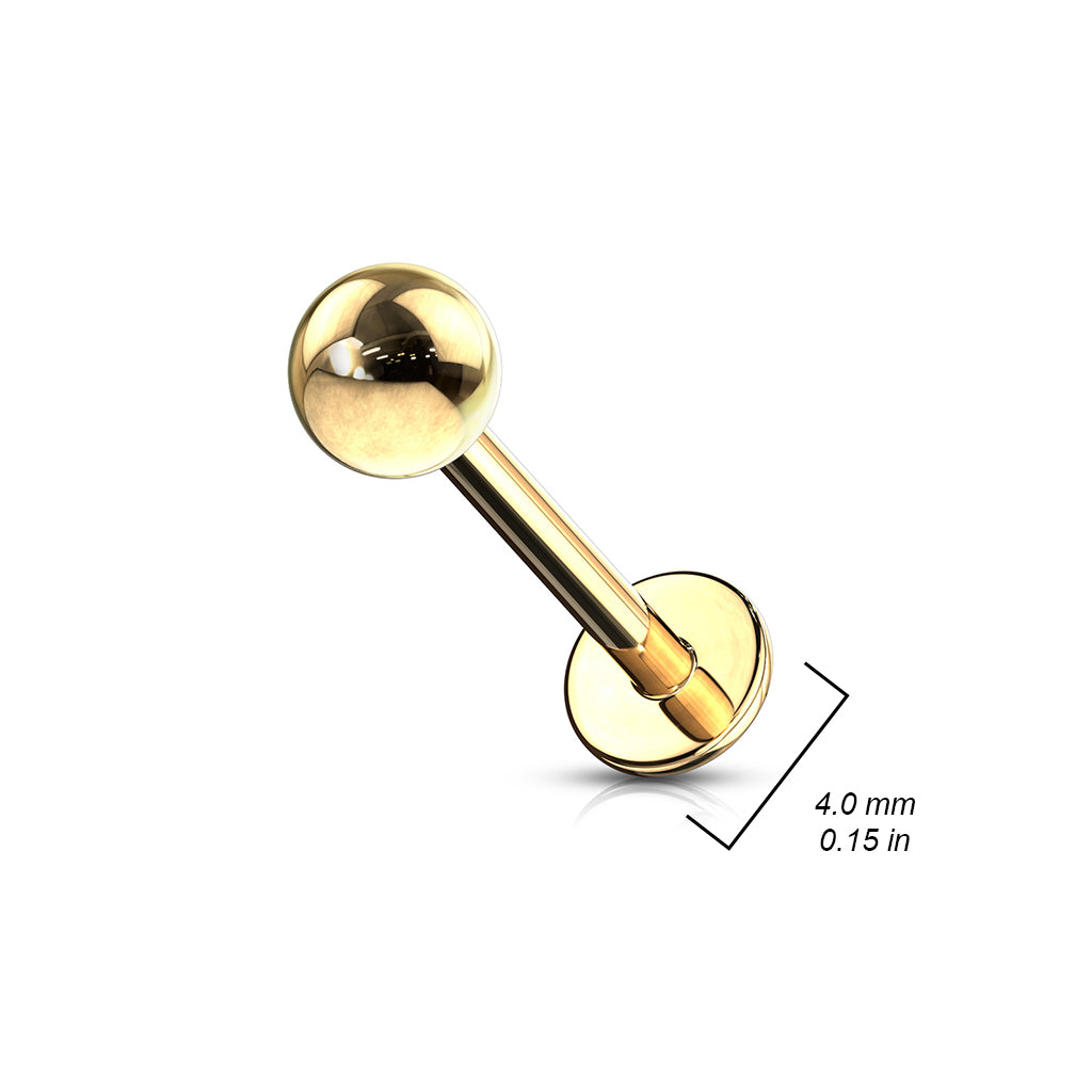 Gold Plated Over 316L Surgical Steel Labret Studs size chart