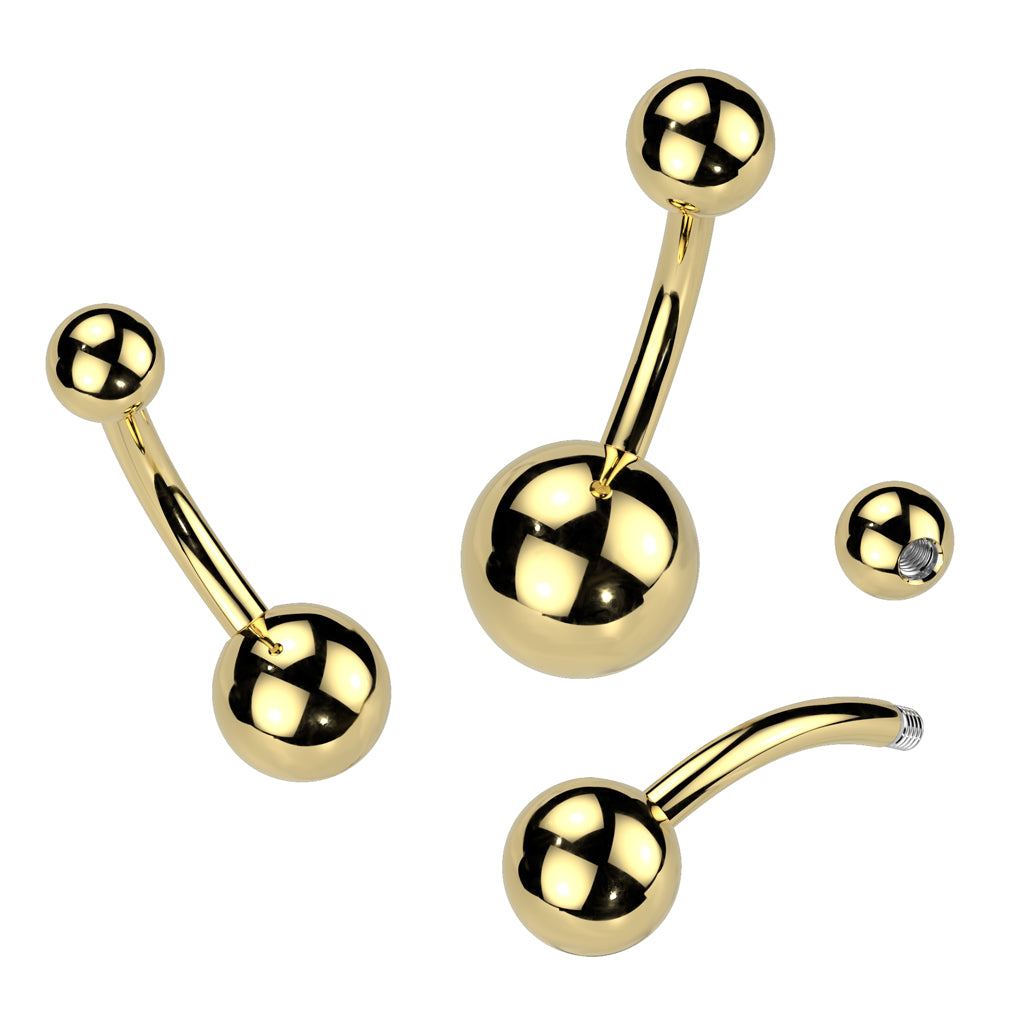 Gold PVD Over 316L Surgical Steel Navel Ring - all colors