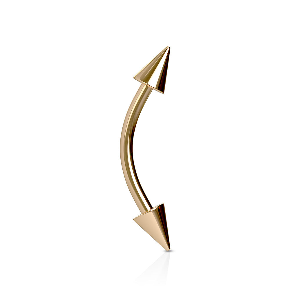 Spikes Rose Gold IP Over 316L Surgical Steel Curved Barbell - all colors