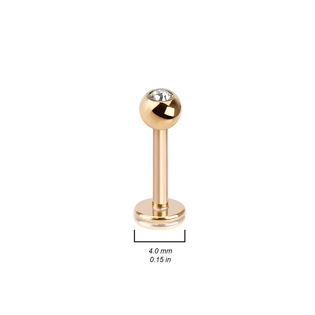 Press Fit Stone Set Ball Rose Gold Plated Over 316L Surgical Steel Labret/Monroe size chart
