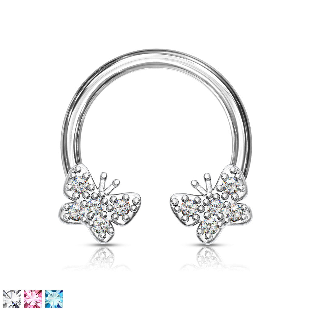 CZ Pavé Butterfly Horseshoe Ring