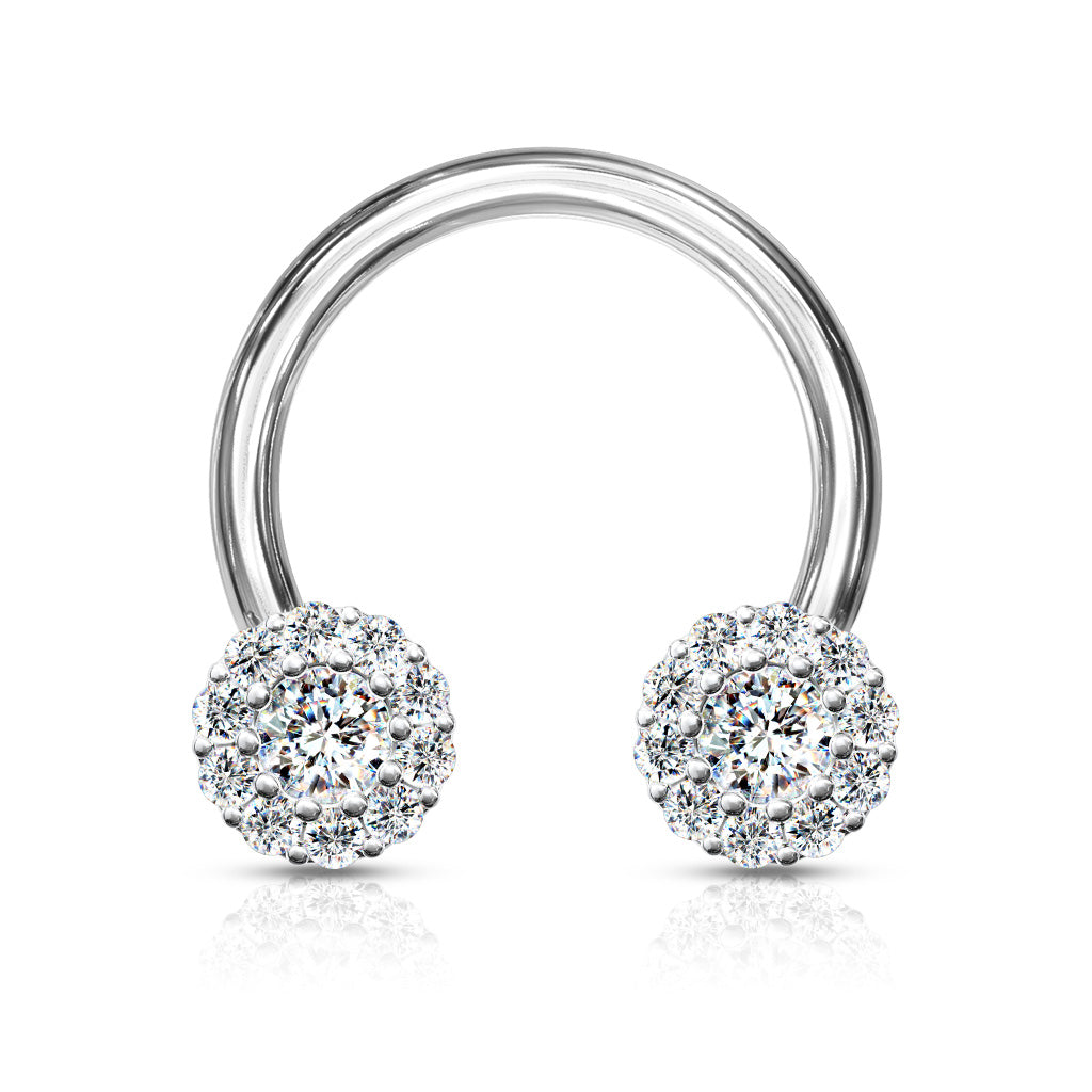 Paved CZ Daisy Circular Horseshoe HSC07-1608-C Clear