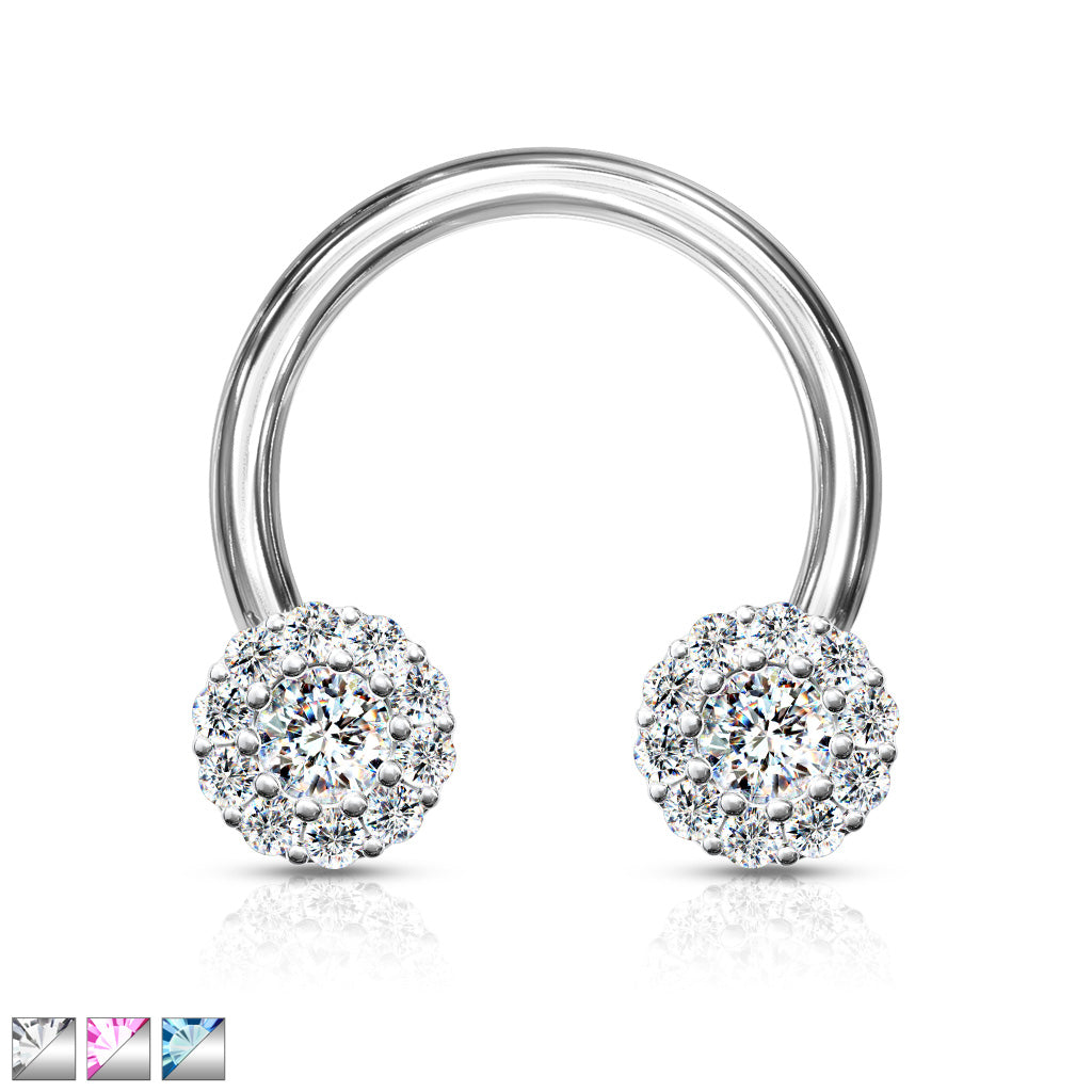 Pavé CZ Daisy Horseshoe Ring