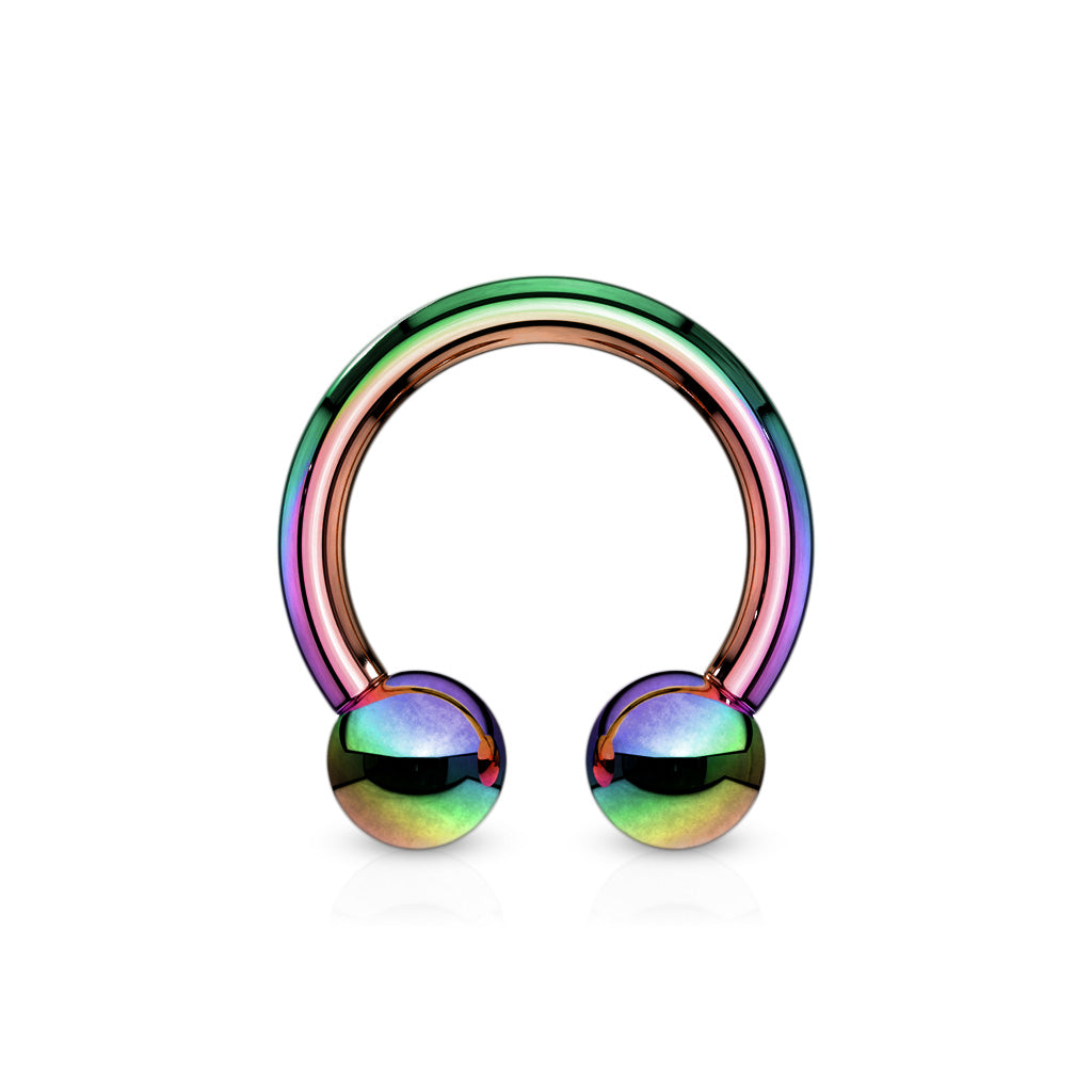 Horseshoe / Circular barbells Titanium IP over 316L Surgical Stainless Steel - Rainbow