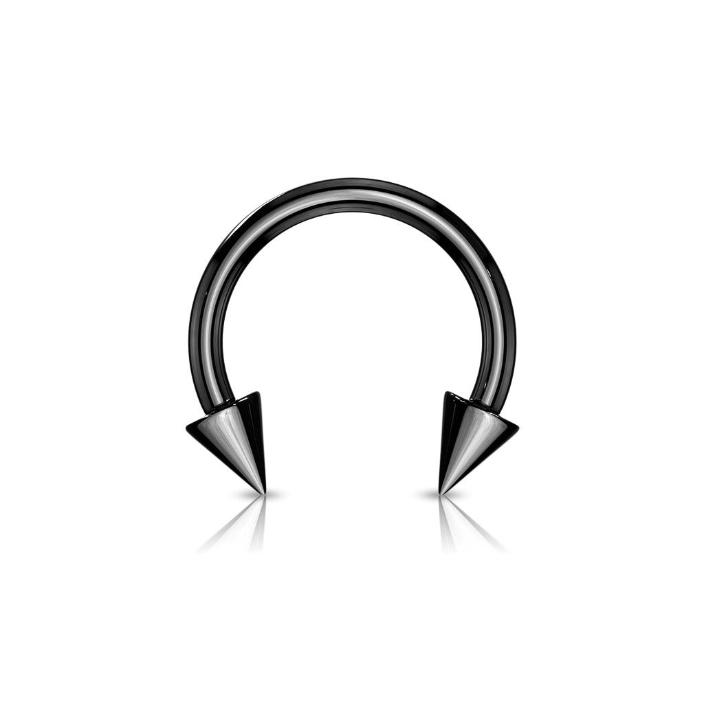 Horse Shoe Titanium IP Over 316L Surgical Steel w/Cone - Black