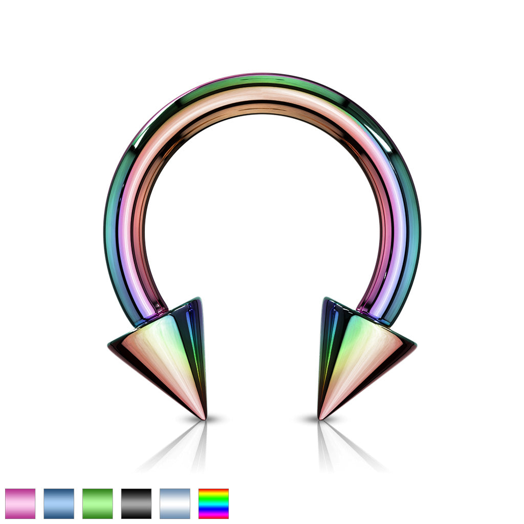 Horse Shoe Titanium IP Over 316L Surgical Steel w/Cone - all colors