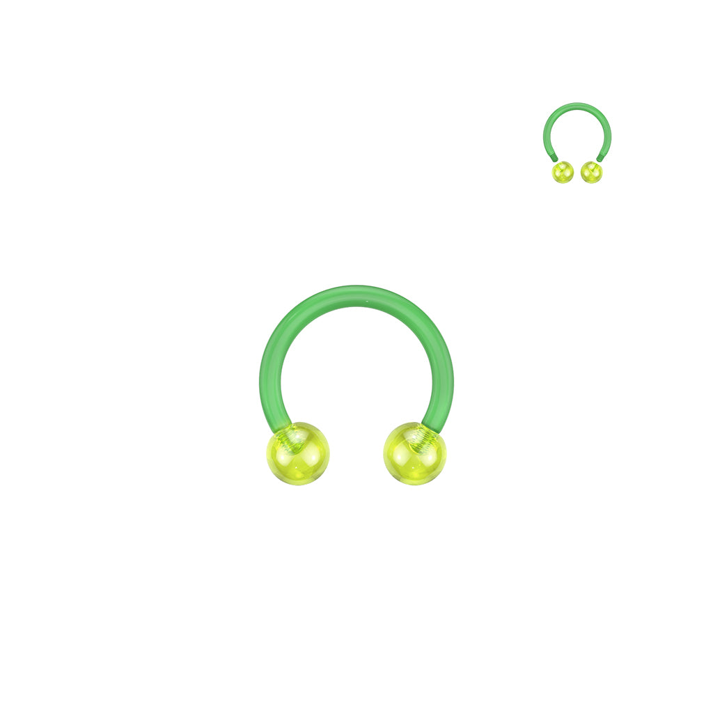 Flexible Shaft Horseshoe/Circular With Glow in the Dark Balls - Green