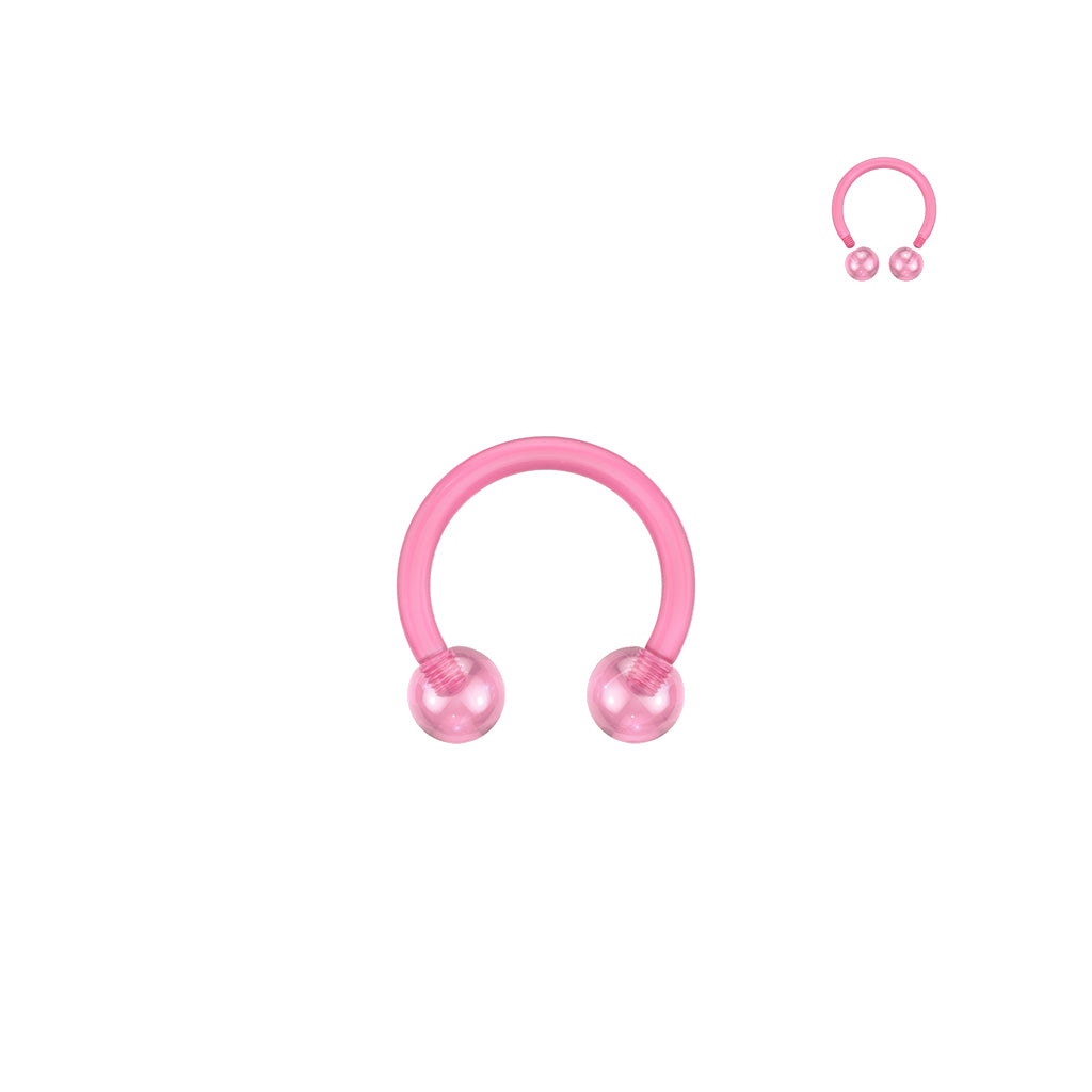 Flexible Shaft Horseshoe/Circular With Glow in the Dark Balls - Pink