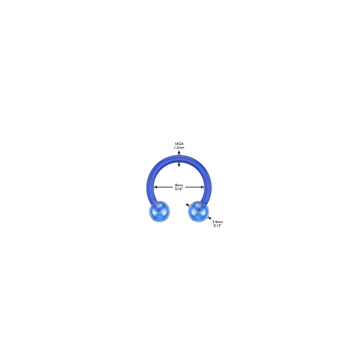 Flexible Shaft Horseshoe/Circular With Glow in the Dark Balls size chart
