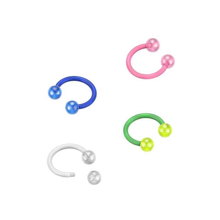Flexible Shaft Horseshoe Circular Barbell With Glow in the Dark Balls