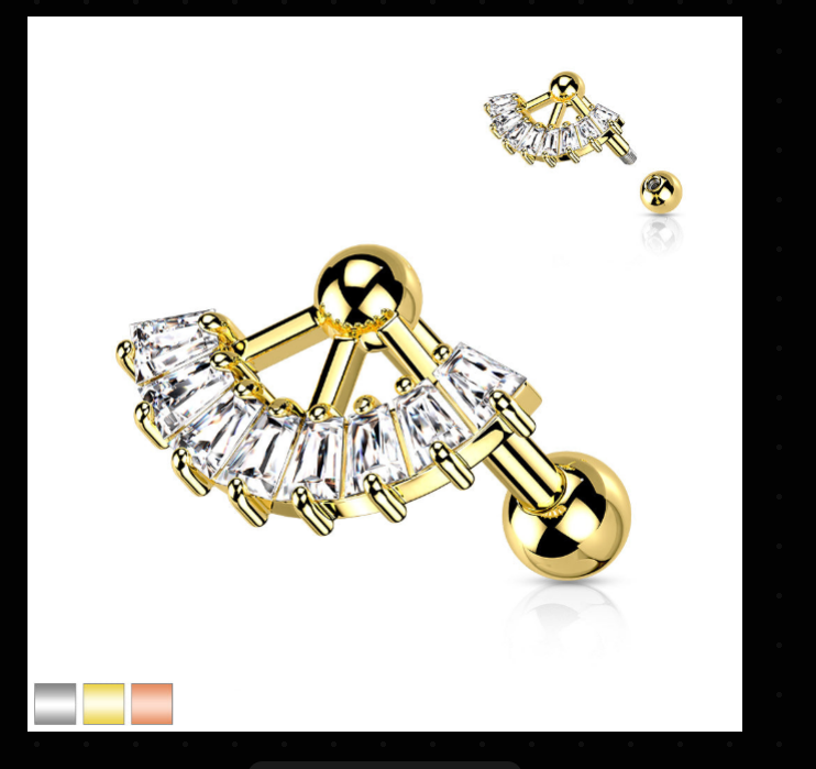 Multi Square CZ Cartilage Barbell - JA21669