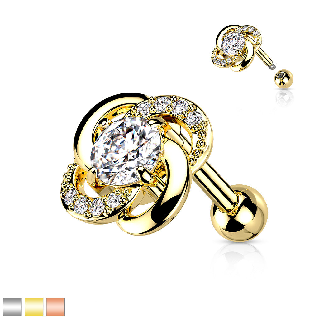 Pavé CZ Flower Cartilage Barbell