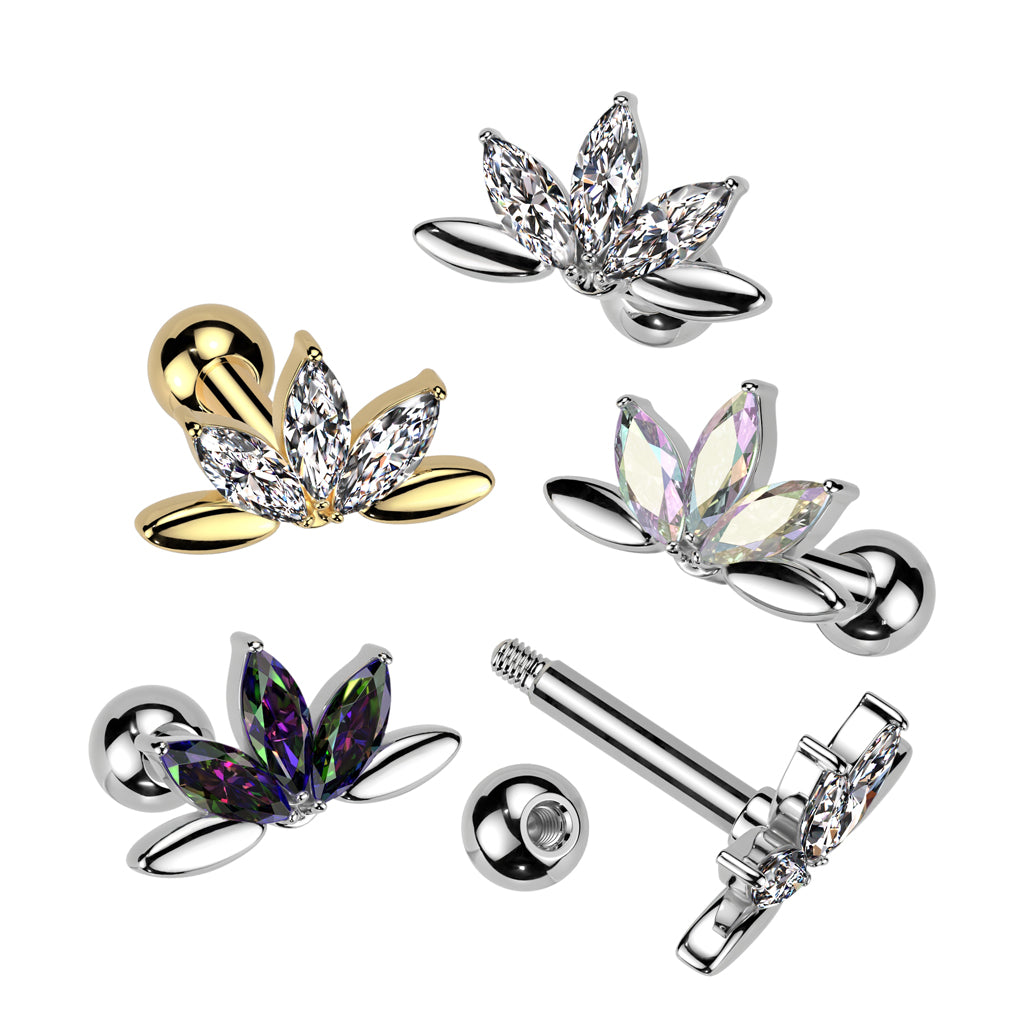 5 Marquise CZ Cartilage Barbell