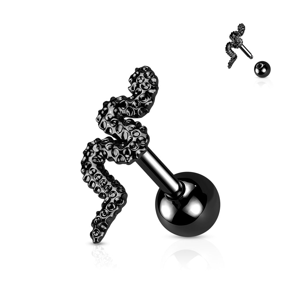 316L Surgical Steel Snake Cartilage Barbell - Black