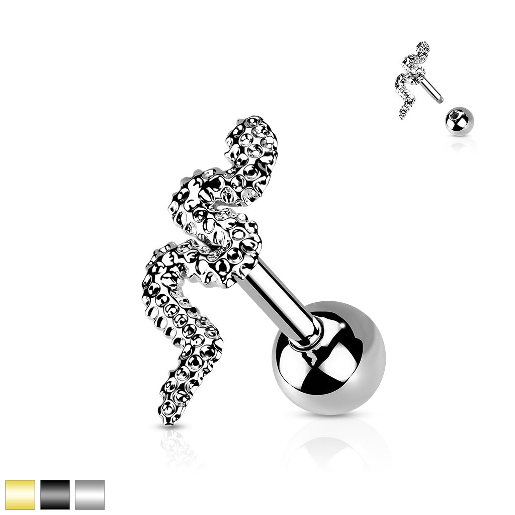 316L Surgical Steel Snake Cartilage Barbell - all colors