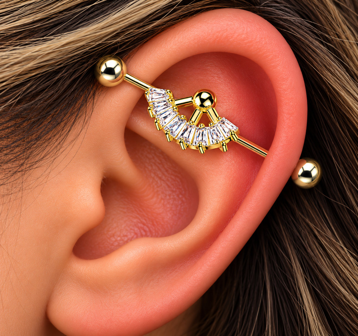 Multi Square CZ Cartilage Barbell model image