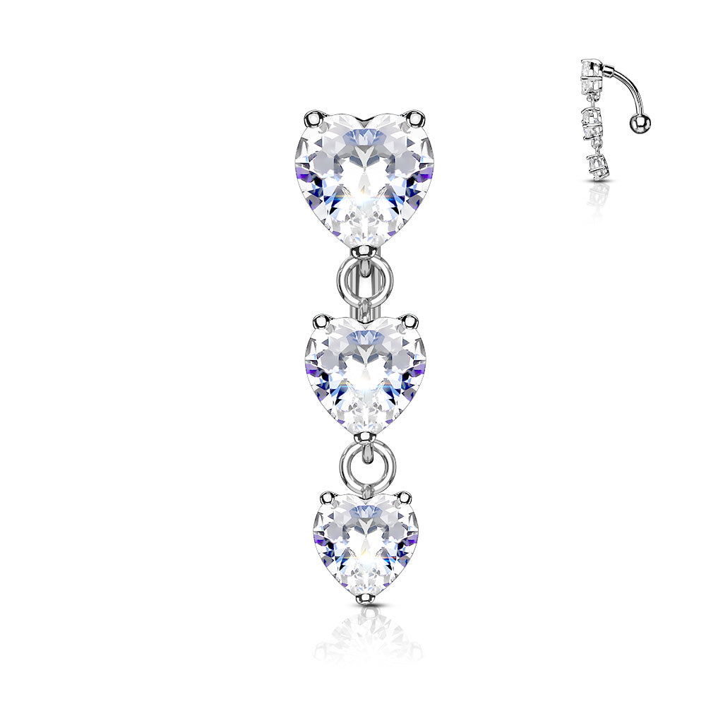 Heart CZ Drop Belly Ring