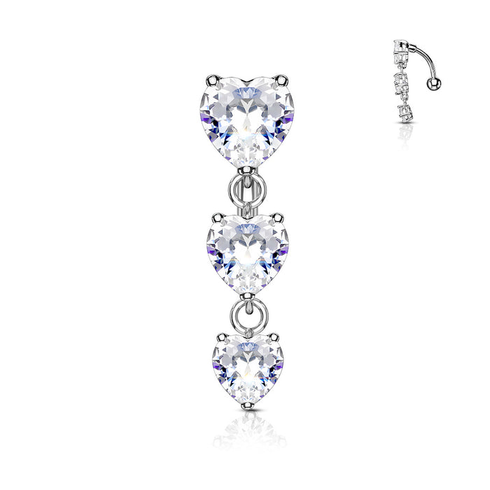 Heart CZ Drop Belly Ring