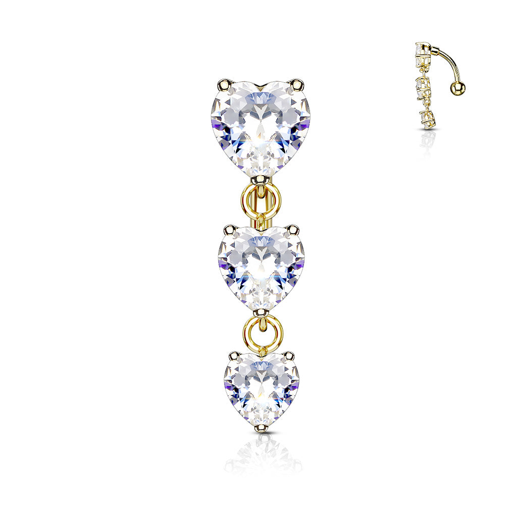 Heart CZ Drop Belly Ring
