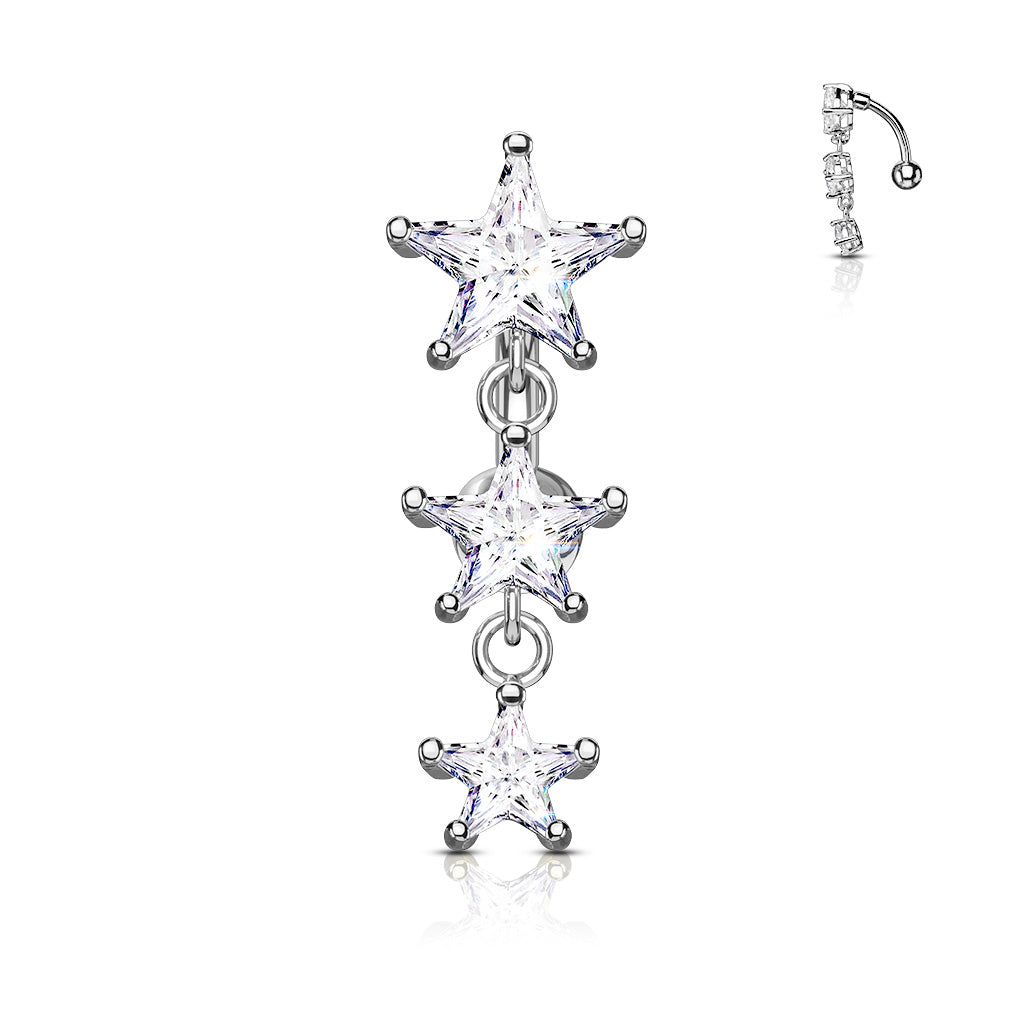 Star CZ Drop Belly Ring