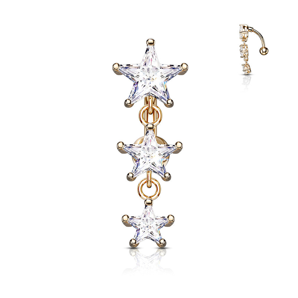 Star CZ Drop Belly Ring