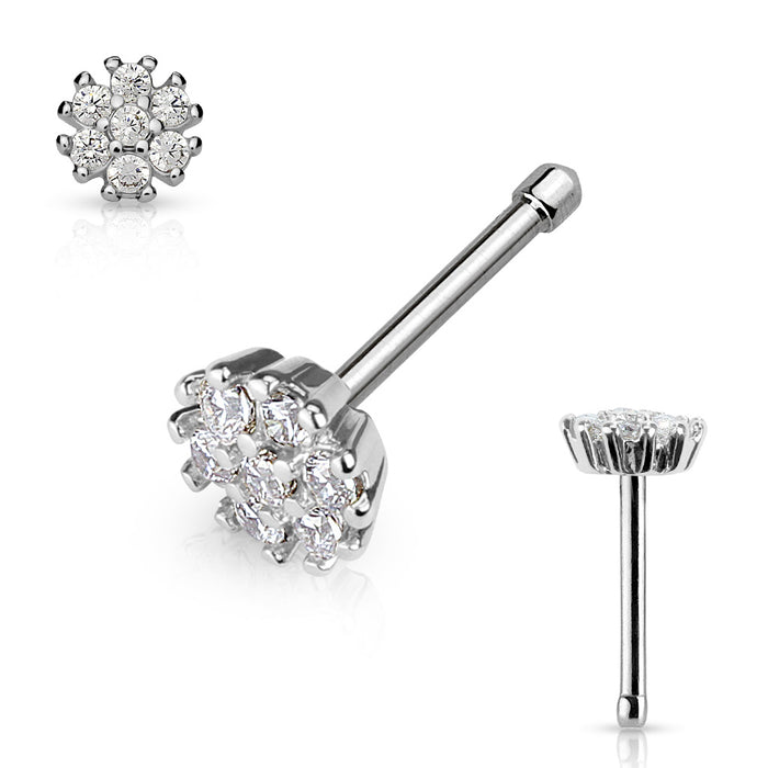 CZ Flower Top 316L Surgical Steel Nose Bone Stud Rings