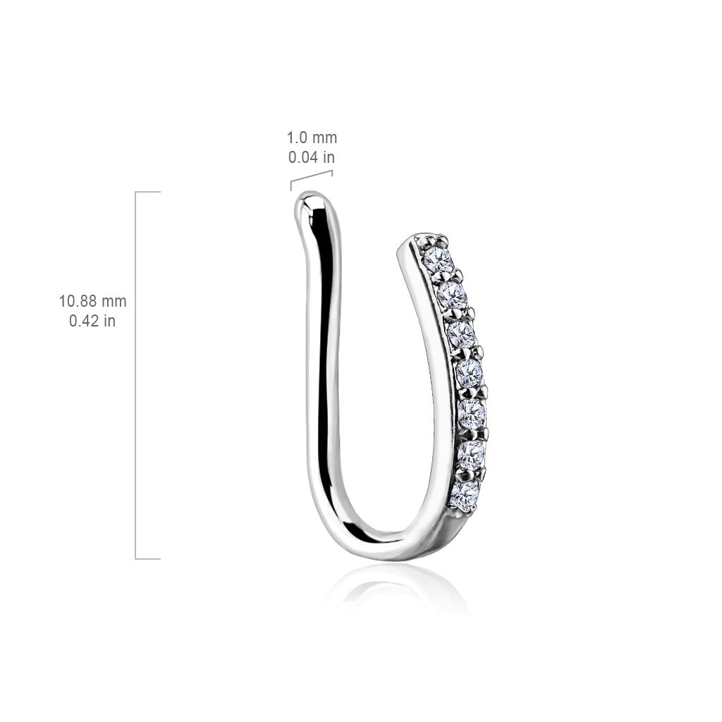 Lined CZ Set Bar Non Piercing Nose/ Ear Clips size chart