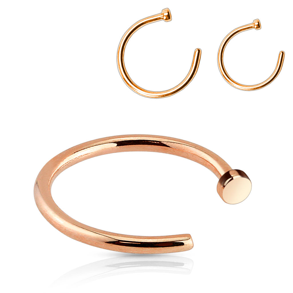 Rose Gold IP Over 316L Surgical Steel Nose Hoop - all colors