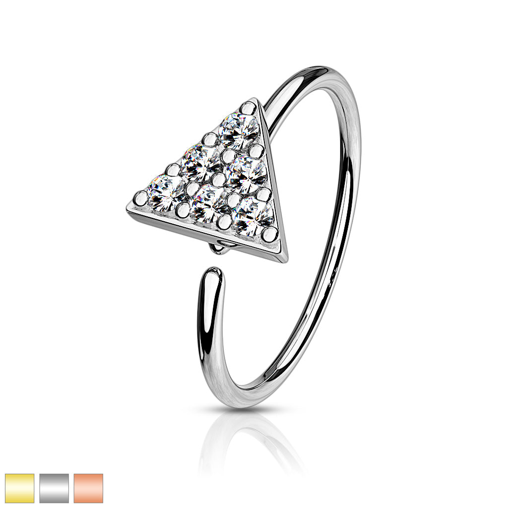 Micro CNC Machine Set CZ Triangle Top Bendable Nose/Cartilage Hoop Rings - all colors