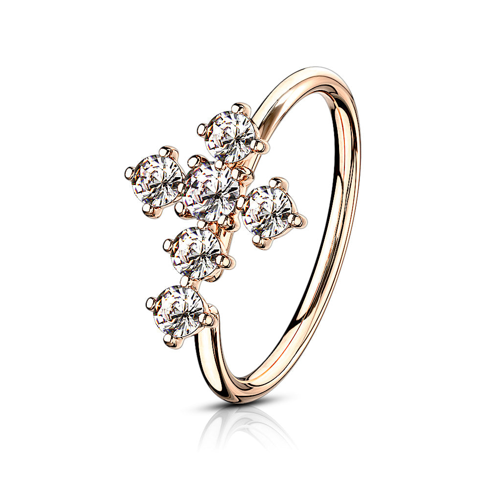CZ Cross Bendable Hoop - Rose Gold/Clear