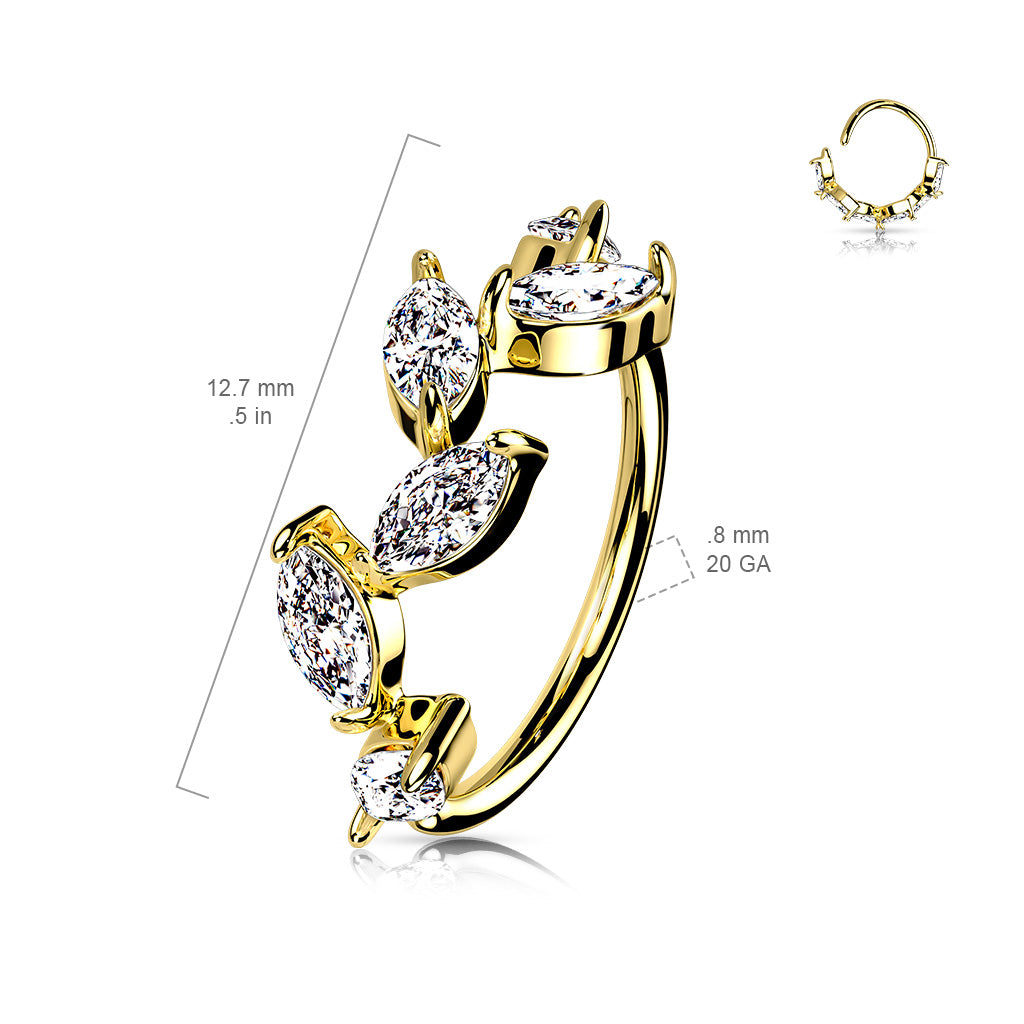 6 Marquise CZ Vine Bendable Hoop size chart
