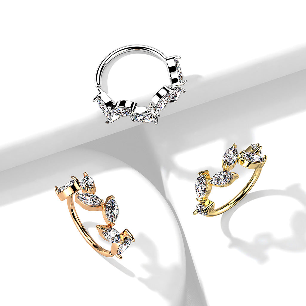 6 Marquise CZ Vine Bendable Hoop - all colors