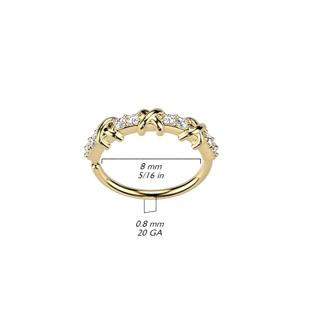 Alternating Pave CZ and Criss Cross Bendable Hoop size chart